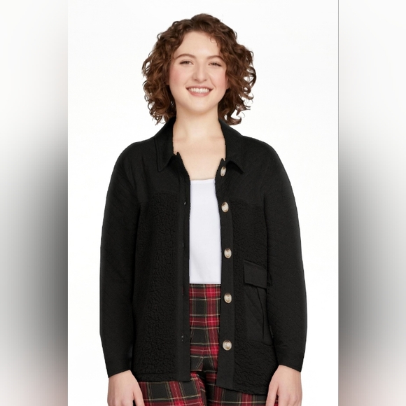 Terra & Sky Women's Plus Size Quilted Terry and Faux Sherpa - Picture 5 of 6